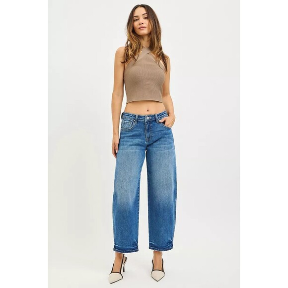 RISEN Slouchy Cropped Barrel Jeans - Picture 1 of 6